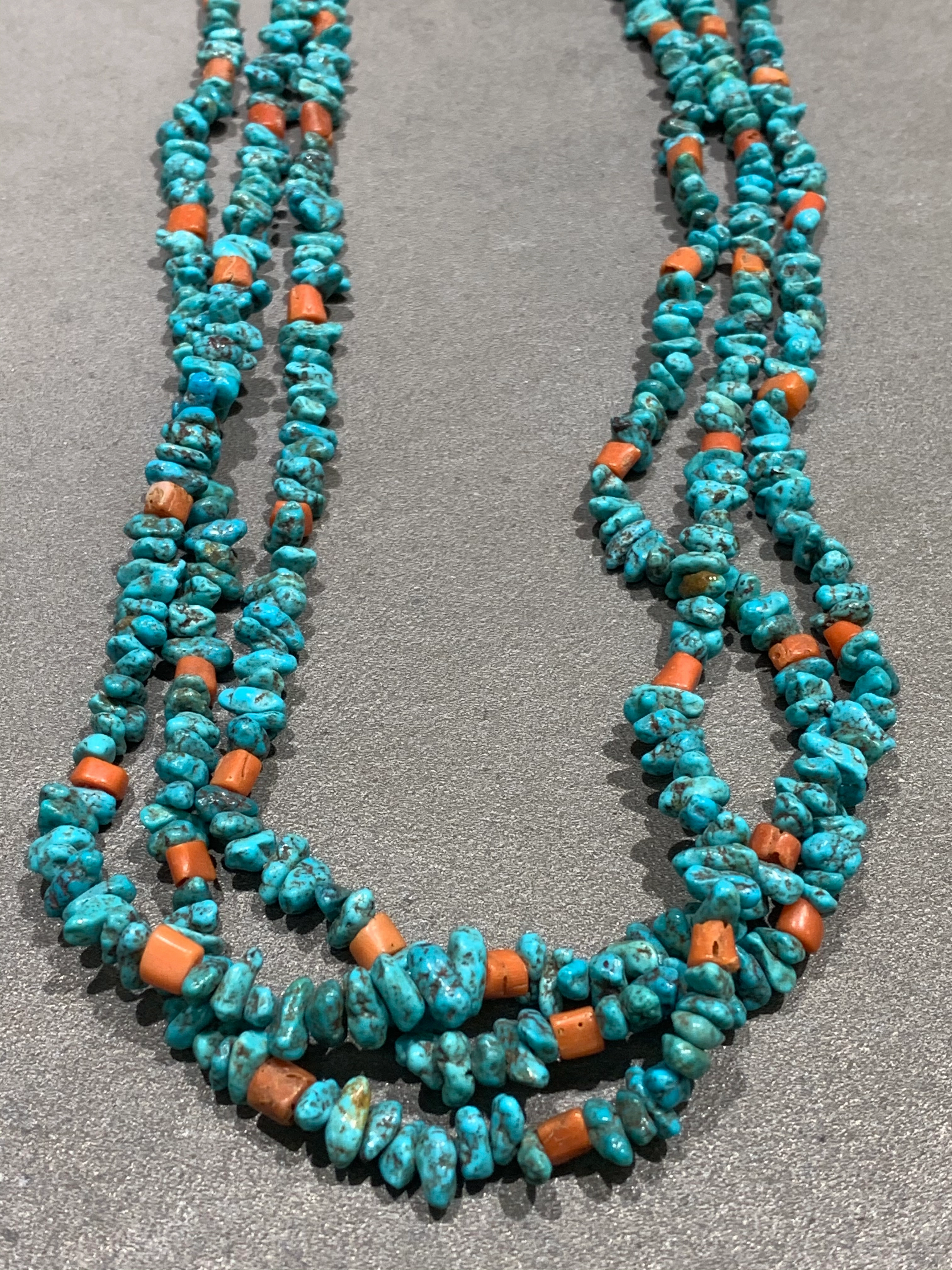 Turquoise & Natural Mediterranean Coral Necklace Polished Line Dainty Appeal