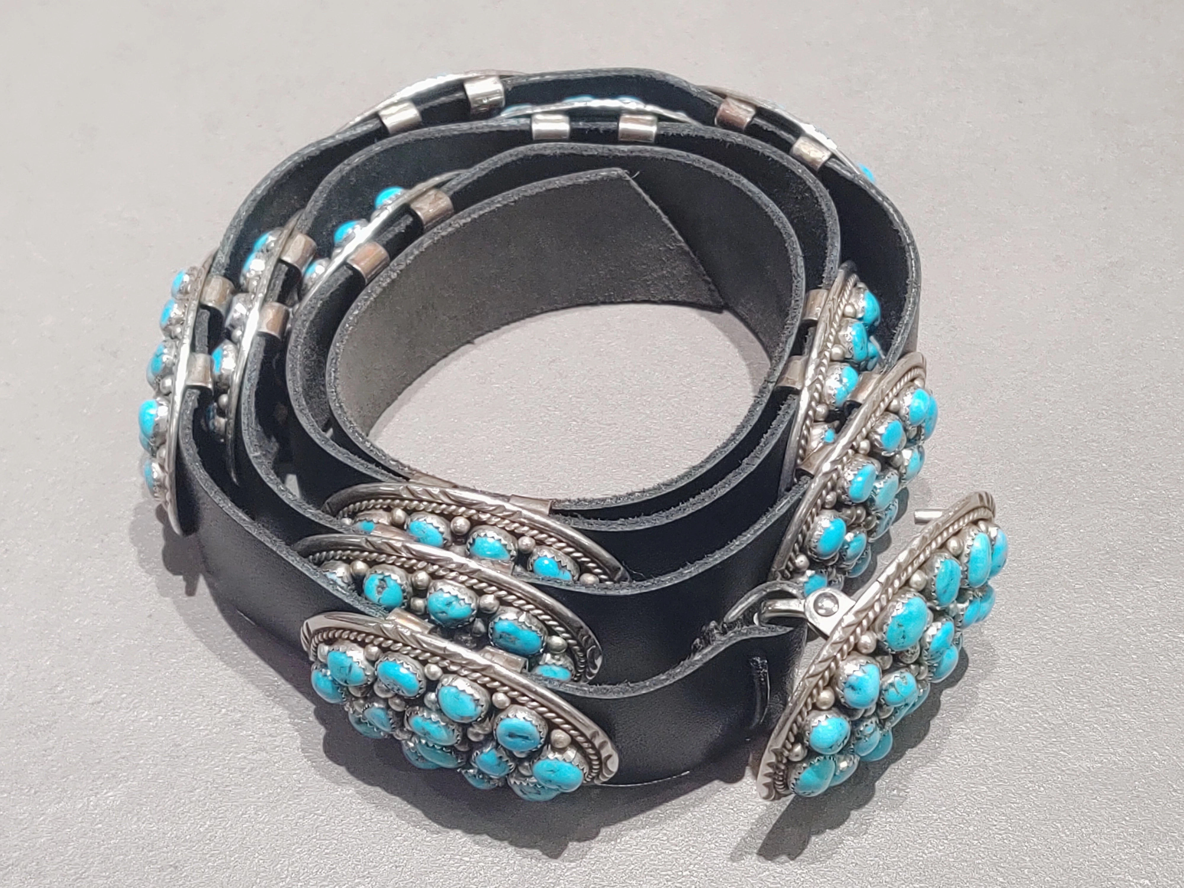 Turquoise  Sterling Silver Concho Belt - Handmade Native American Elegant Piece