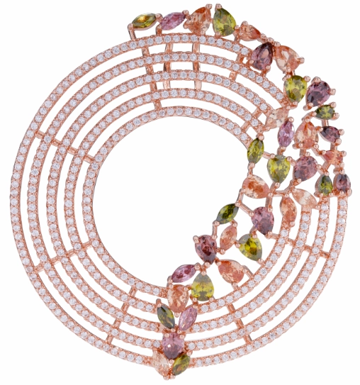 Rose Gold or Rhodium Plated Sterling Silver Colorful Sprinkled CZ Necklace Golden Touch