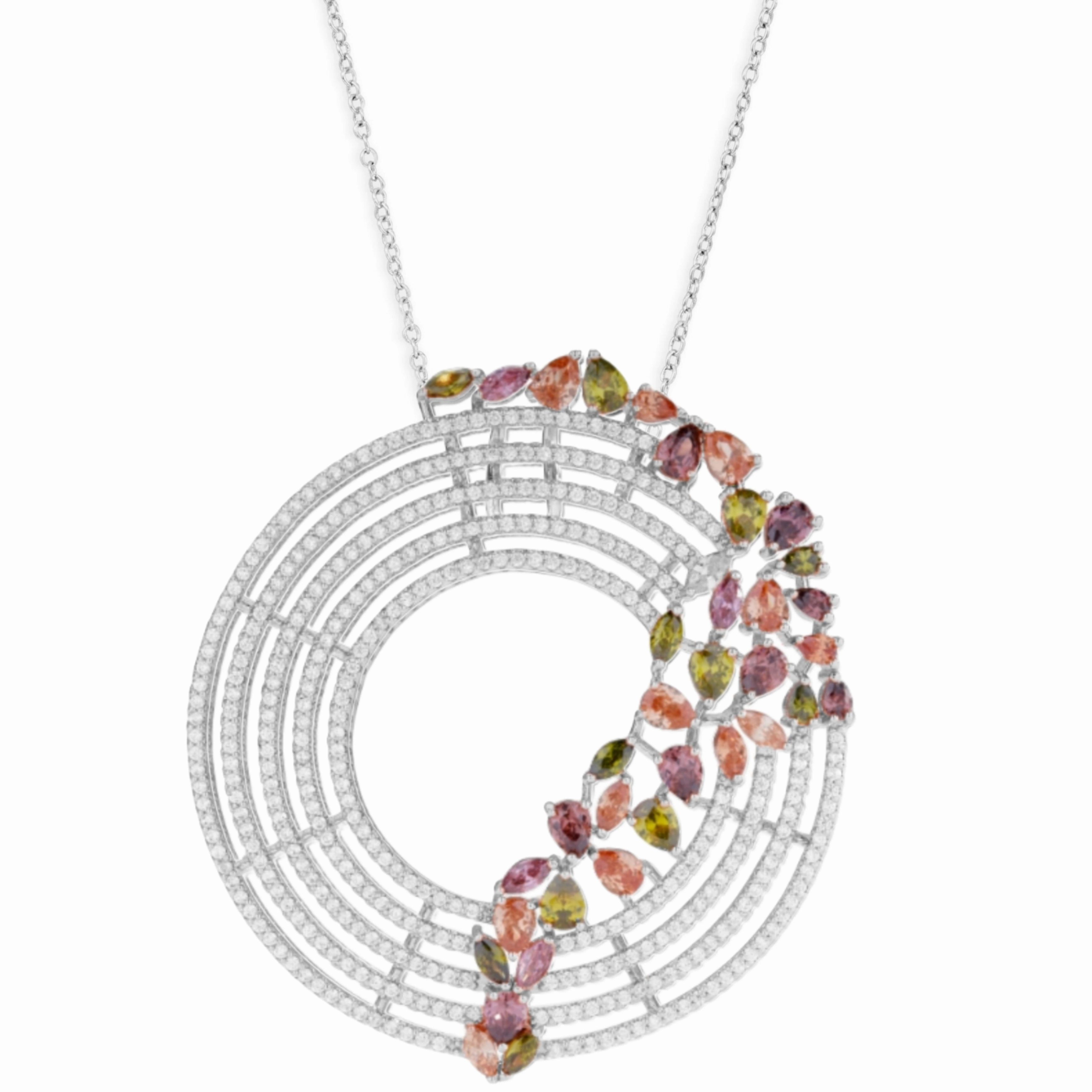 Rose Gold or Rhodium Plated Sterling Silver Colorful Sprinkled CZ Necklace Minimalist Look