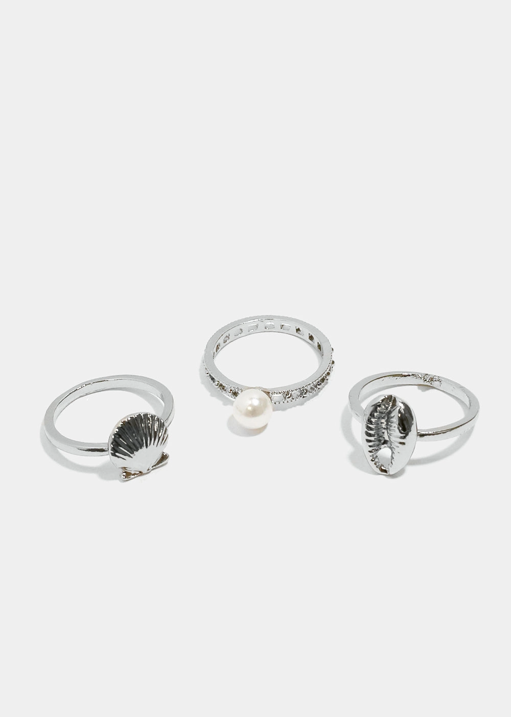 3-piece Shell & Pearl Ring Elegant Occasion Charming Shine