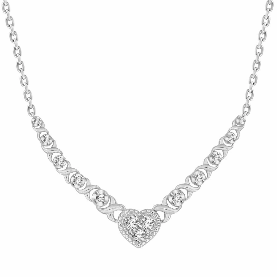 Daytime Shine LADIES NECKLACE 0.35CT ROUND DIAMOND 10K WHITE GOLD