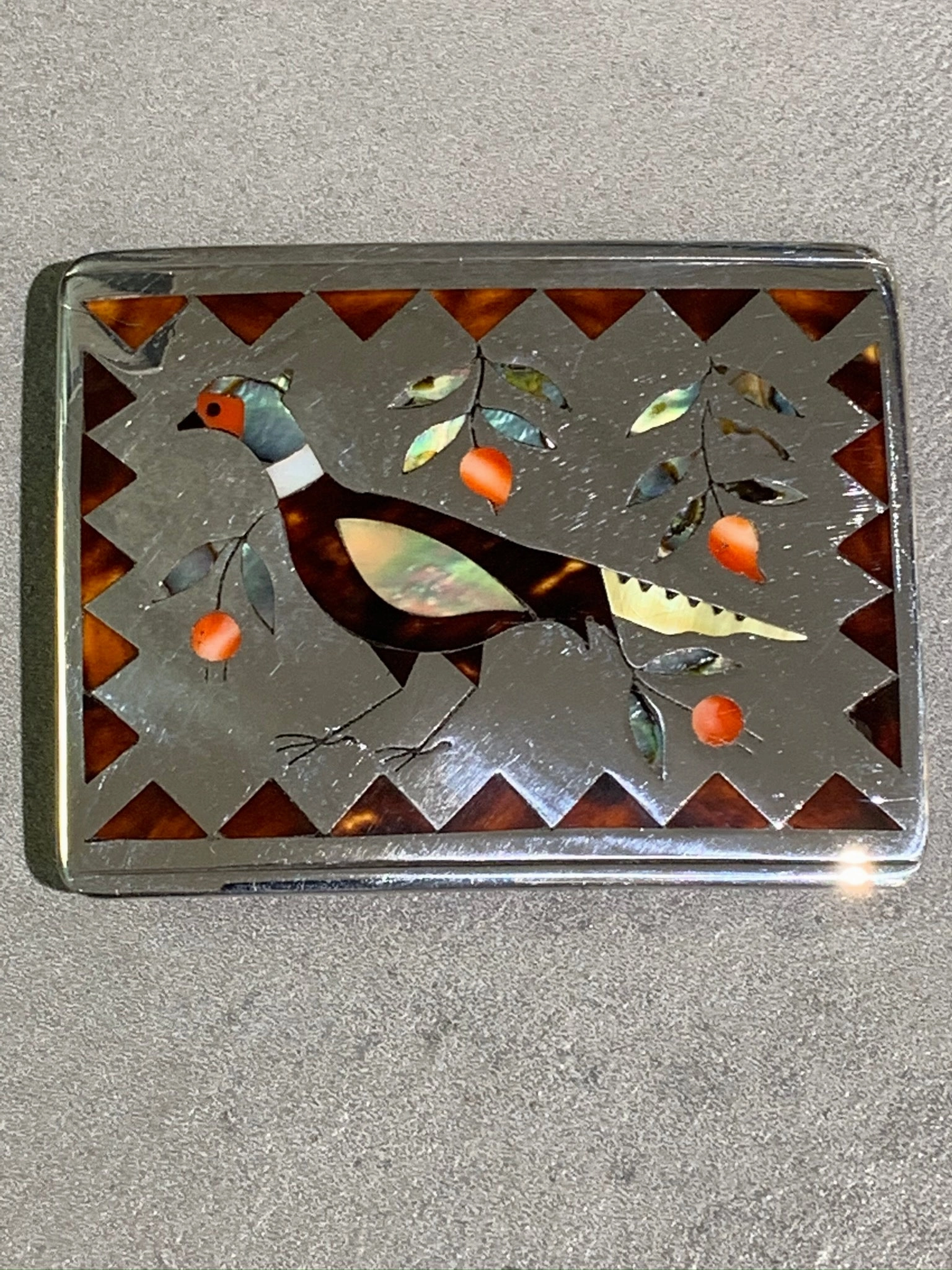 Charming Treasures Lively Accent DENNIS EDAAKIE ZUNI INLAY STERLING SILVER BELT BUCKLE