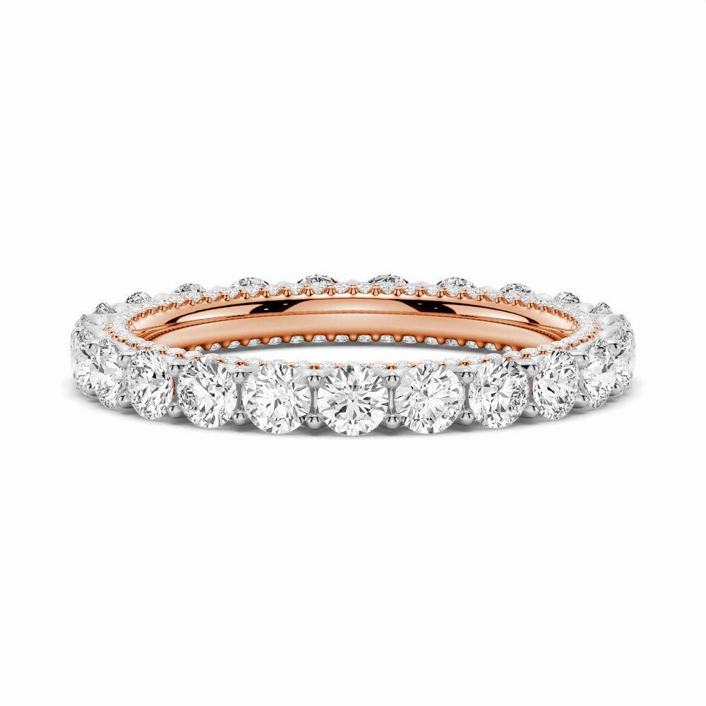 Event Friendly sophisticated appearance Two Tone Moissanite Wedding Band With Hidden Pave