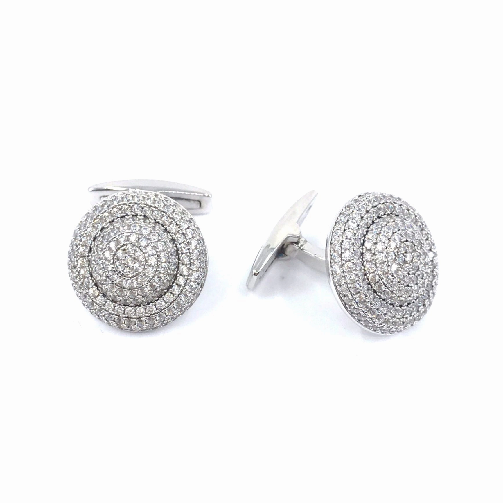 Vibrant Jewelry Shine Sterling Silver Circle Two Layer Cufflinks