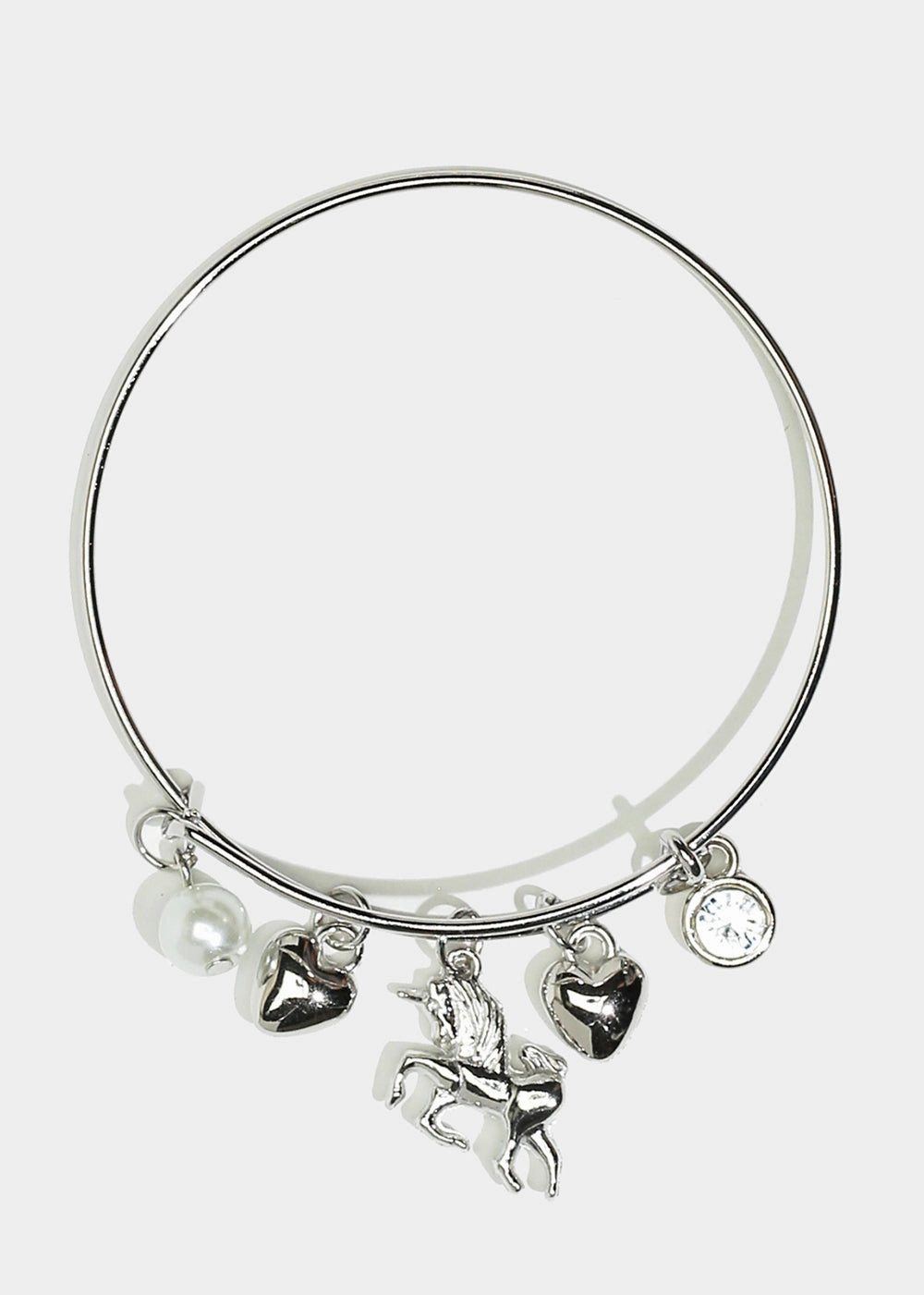 Exclusive Sparkle Holiday look Unicorn & Heart Charm Bangle Bracelet