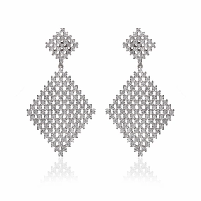 Everyday Wear Sterling Silver Double Diamond Shape Earring