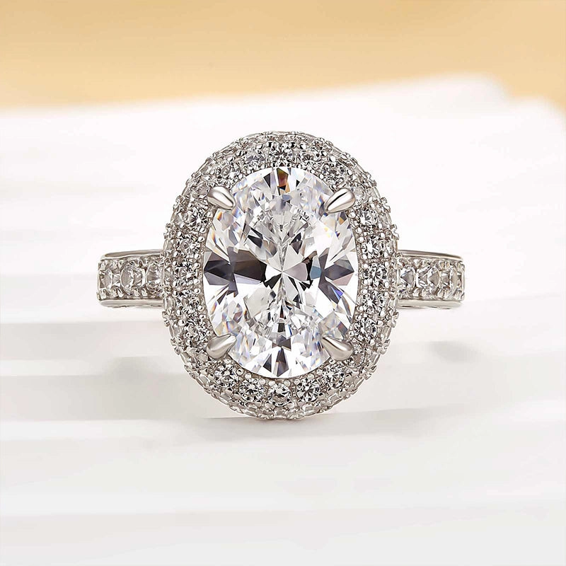 Timeless Balance Louily Beautiful 3.0 Carat Double Halo Oval Cut White Gold Engagement Ring