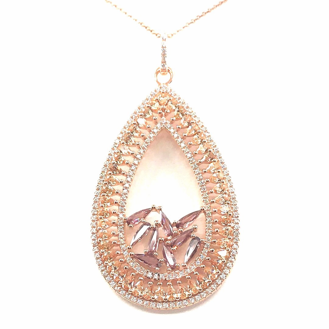 Smooth Surface Brilliant Touch Sterling Silver Teardrop Pendant Necklace