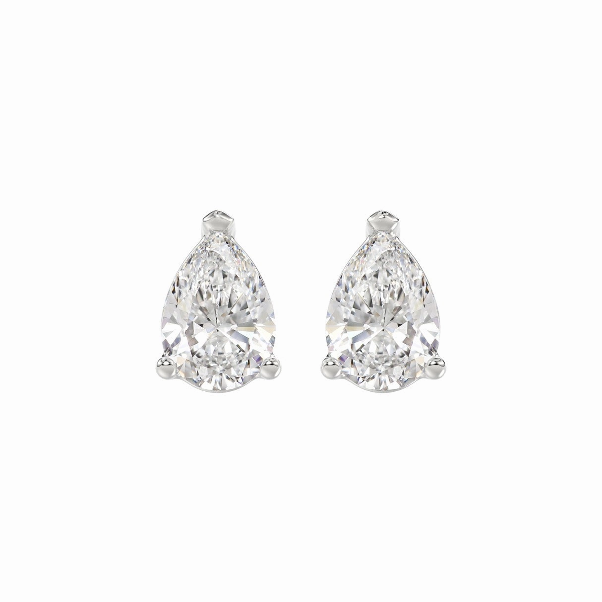 LADIES SOLITAIRE EARRINGS 3CT PEAR DIAMOND 14K WHITE GOLD Modern Shine