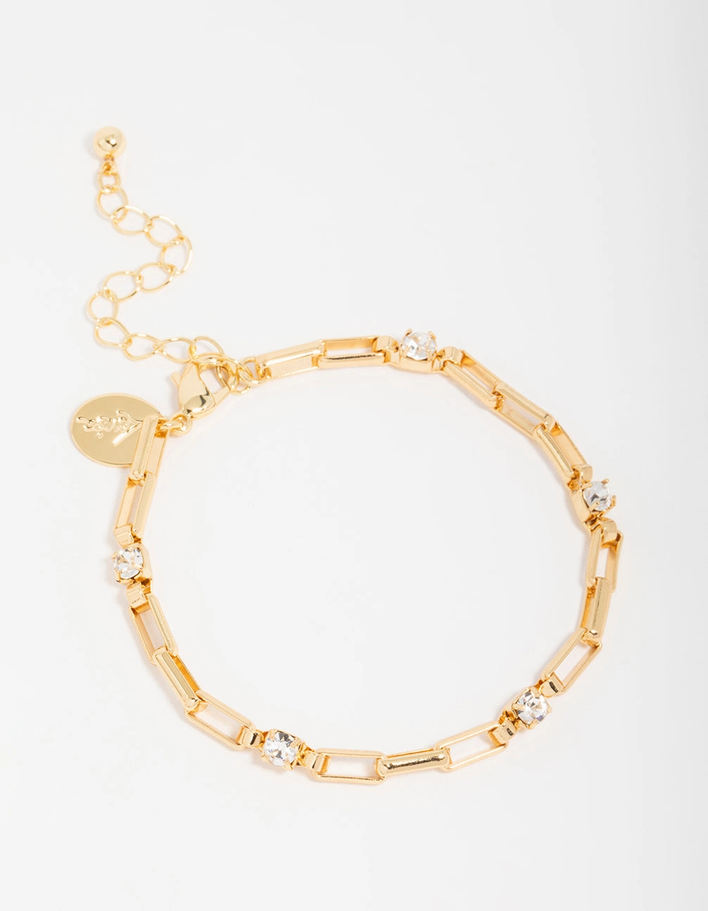 Tailor-Made Critic's Pick Gold Plated Cubic Zirconia Rectangle Open Link Bracelet