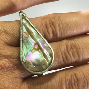 Everyday Mood Timeless Accessories Upcycled Mother of Pearl Ring. Vintage Statement Ring. Recycled Native American Jewelry.