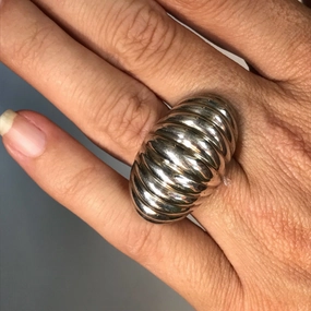 Impeccable Finish Brunch Look Upcycled Sterling Silver Ring. Sterling Silver Dome Ring. Recycled Estate Jewelry
