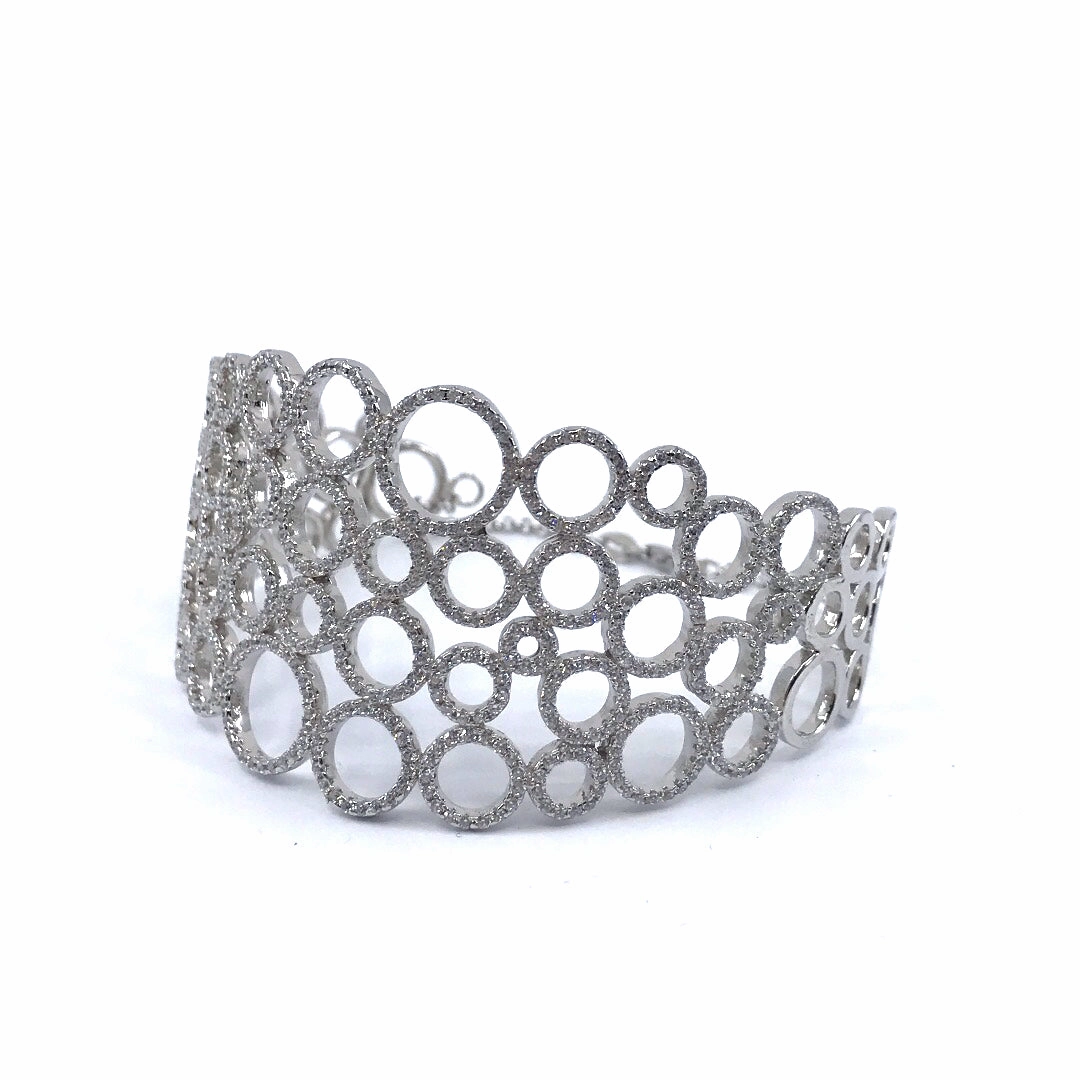 Fashion Design Sterling Silver Circle Bangle Bracelet