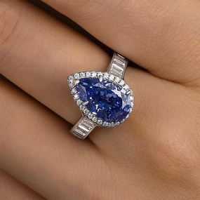 Formal Gathering Louily Luxury 3.0 Carat Pear Cut Aquamarine Blue Engagement Ring In Sterling Silver