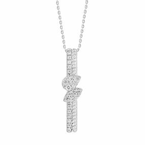 LADIES PENDANT 0.25CT ROUND DIAMOND 14K WHITE GOLD (SI QUALITY) Balanced Accent