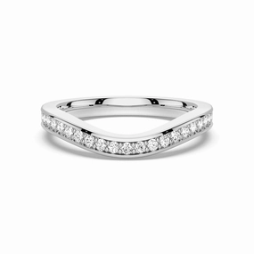 V Curved Moissanite Wedding Band with Pav?? Setting Exclusive Craft