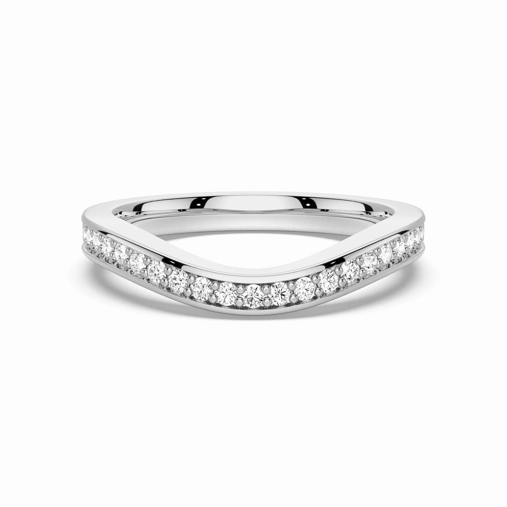 V Curved Moissanite Wedding Band with Pav?? Setting Exclusive Craft