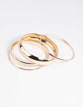 Gold Thick & Thin Bangle Bracelet 4-Pack Memorable Fusions Pristine Vision