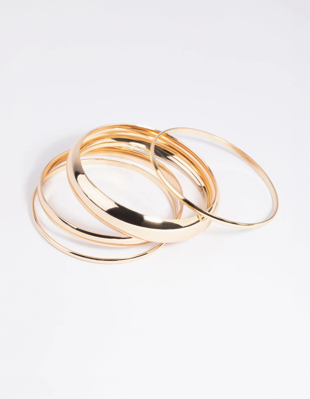 Gold Thick & Thin Bangle Bracelet 4-Pack Unfettered Mix
