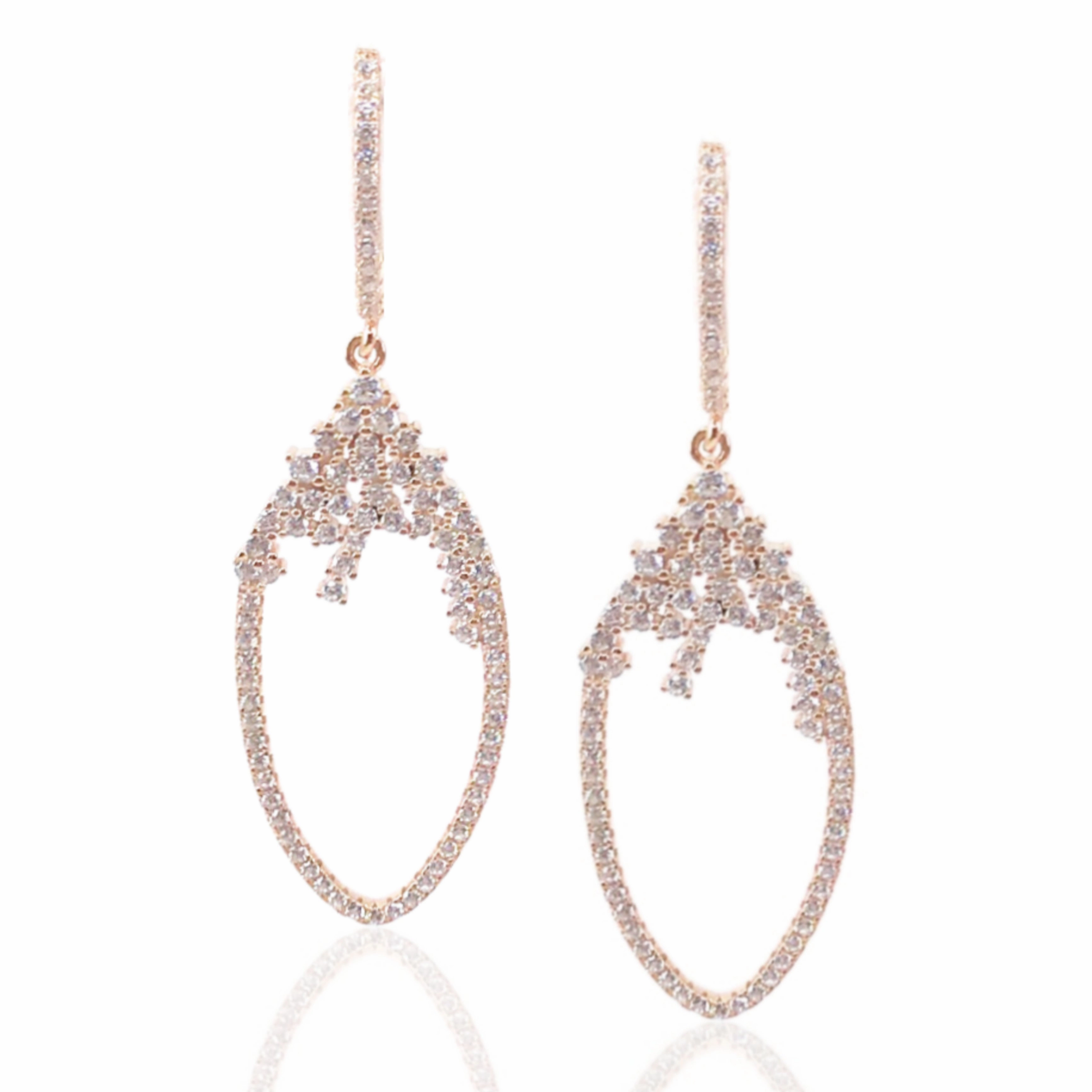Artistic Mood Sterling Silver Marquis-Shaped Micropave CZ Earrings