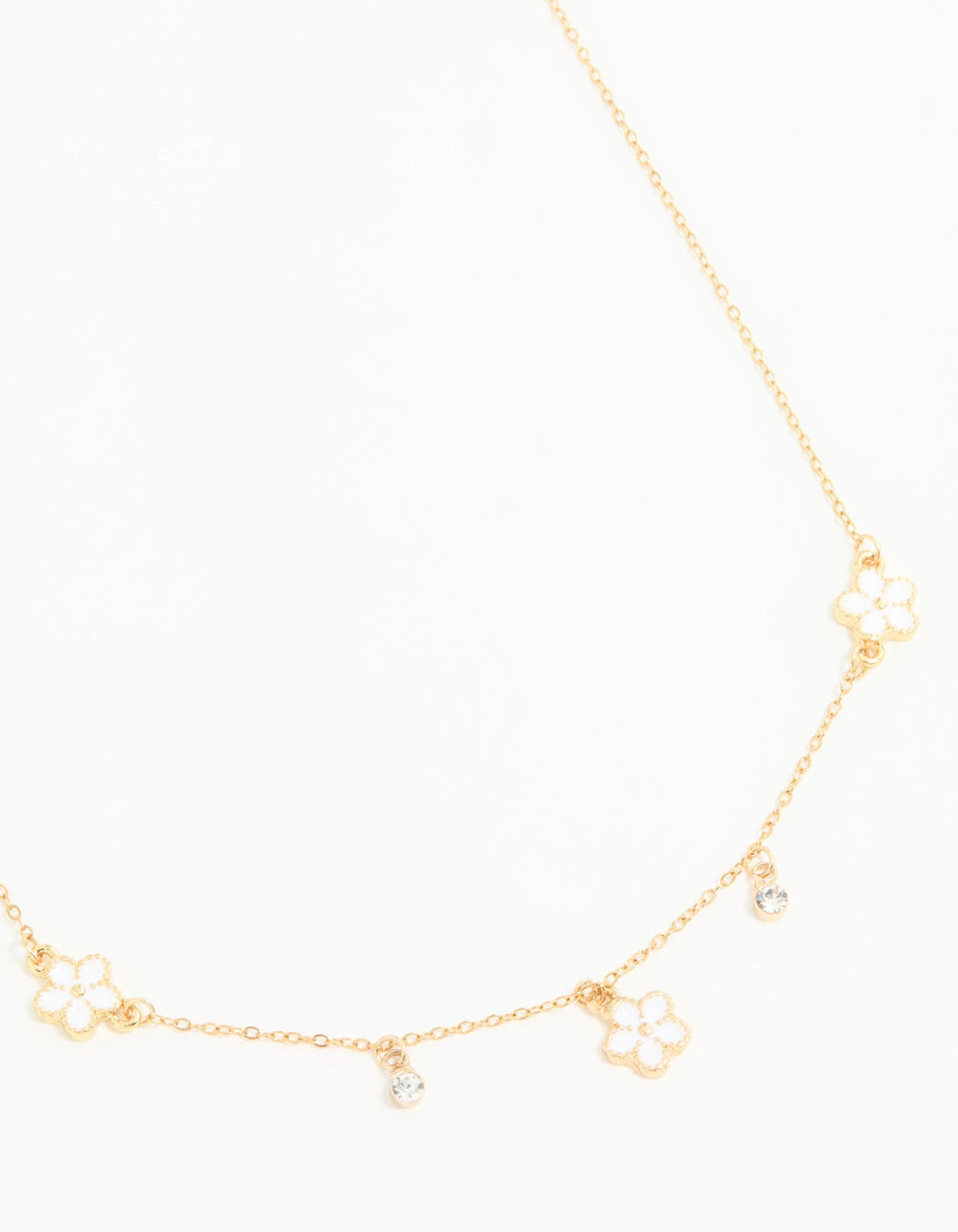 Flat Shot Minimal Finish Waterproof Gold Plated Stainless Steel Cubic Zirconia Heart Floral Pendant Necklace