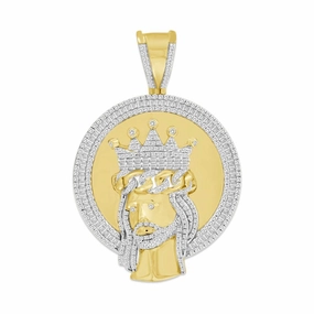 Classic Jewelry Design Glow Look MEN'S CHARM 1.25CT ROUND/BAGUETTE DIAMOND 10K YELLOW GOLD