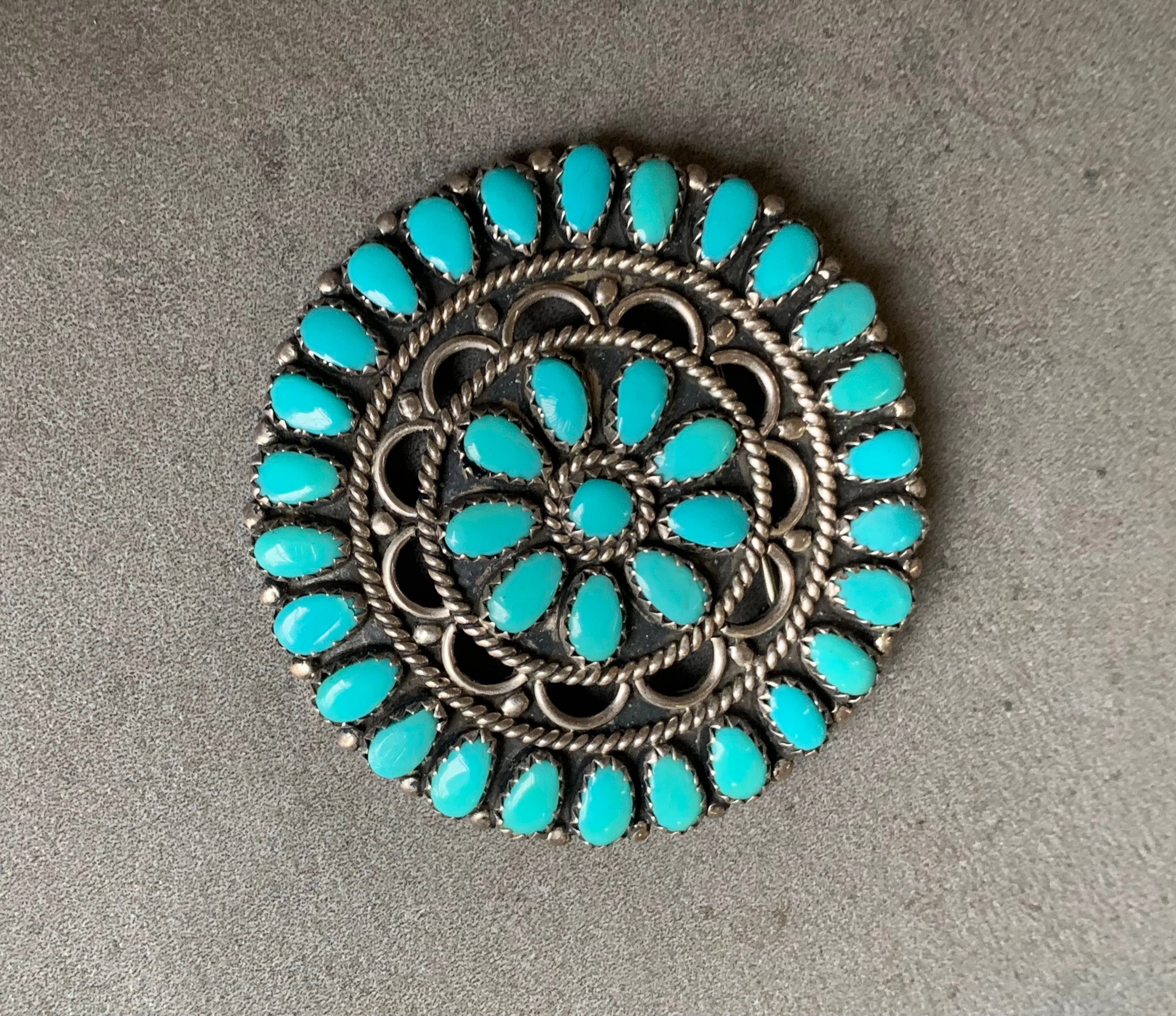 Minimalist Flair Charming Pieces Design Larry Moses Begay Navajo Sterling Turquoise Pin/Pendant