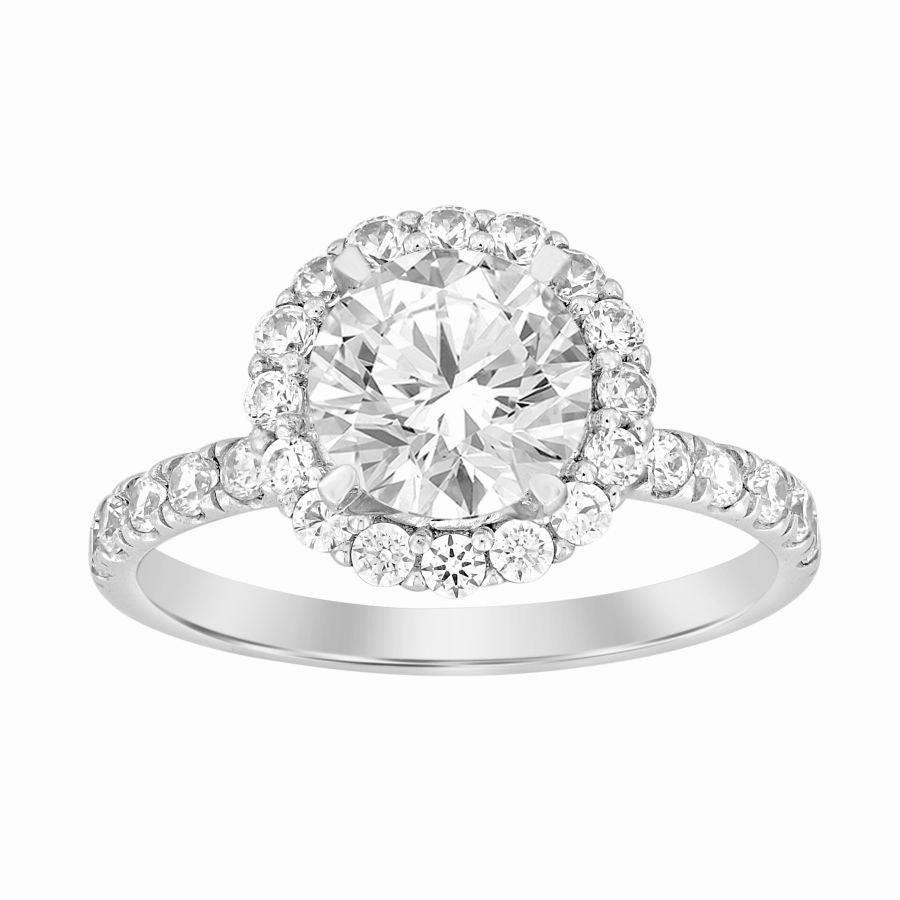 LADIES SEMI MOUNT RING 0.75CT ROUND DIAMOND 14K WHITE GOLD (CENTER STONE 1.00CT ROUND DIAMOND) Night Style
