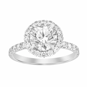 LADIES SEMI MOUNT RING 0.75CT ROUND DIAMOND 14K WHITE GOLD (CENTER STONE 1.00CT ROUND DIAMOND) Night Style