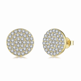Sterling Silver 12mm Micropave Circle CZ Stud Earring Casual Fit