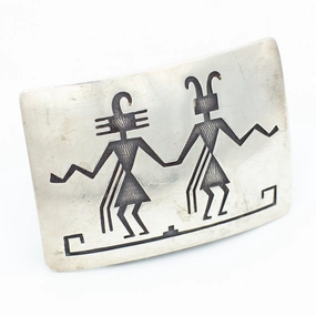 Victor Coochwytewa Hopi Handmade Sterling Silver Belt Buckle Smooth Glow