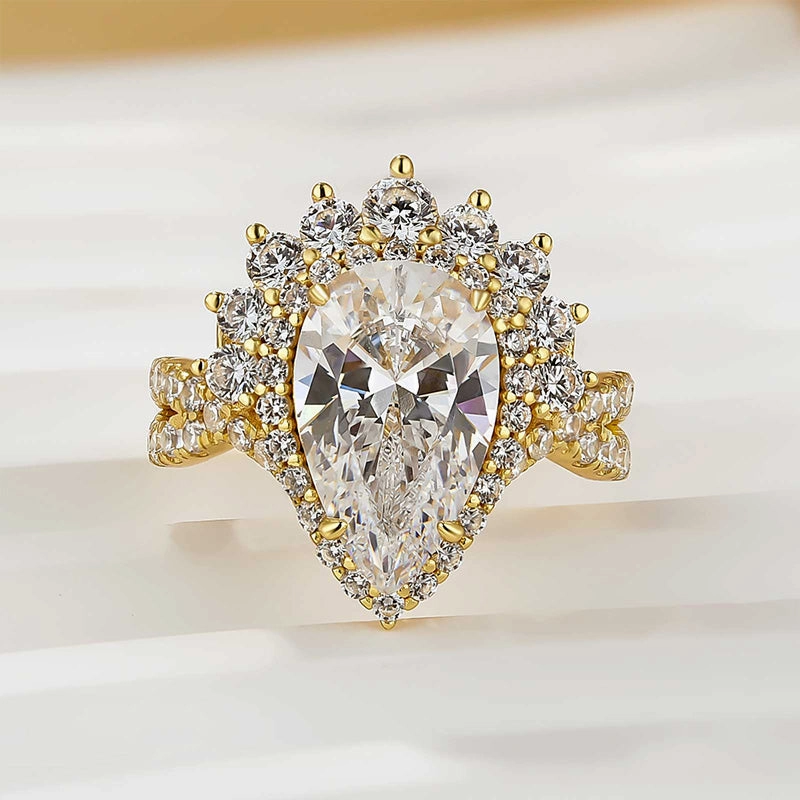 Minimal Choice Vintage Product Vintage 4.0Ct Halo Pear Cut Twist Engagement Ring In Sterling Silver