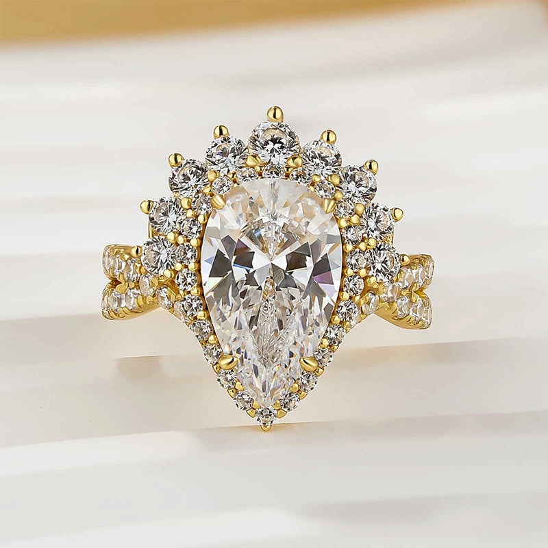 Glamorous Product Vintage 4.0Ct Halo Pear Cut Twist Engagement Ring In Sterling Silver