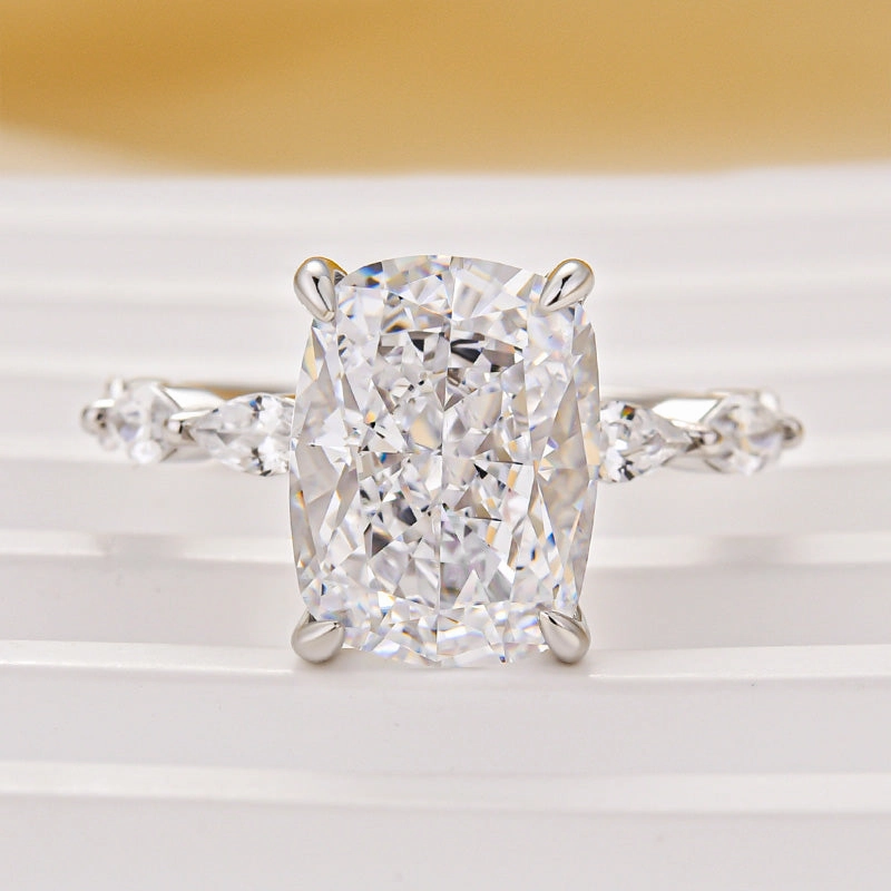Vintage 5.5Ct Cushion Cut Engagement Ring In Sterling Silver For Women Coordinated Group