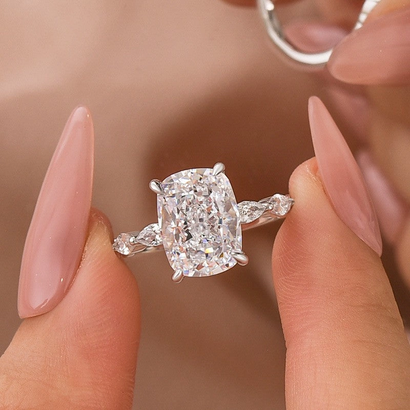 Unique Design Special Moment Vintage 5.5Ct Cushion Cut Engagement Ring In Sterling Silver For Women