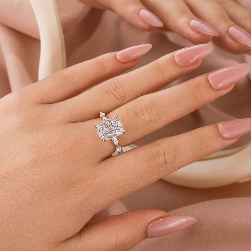 Vintage 5.5Ct Cushion Cut Engagement Ring In Sterling Silver For Women Party Ready