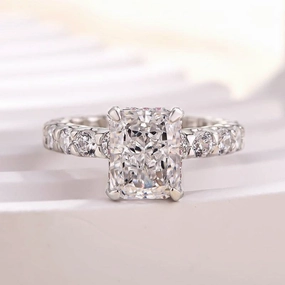 Louily Unique Crushed Ice Radiant Cut Engagement Ring For Women In Sterling Silver high-end design Chic Embellishment
