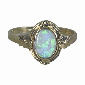 Vintage Opal Ring set in a 10K Yellow. Unique Engagement Ring or Graduation Gift. October Birthstone. Cool Texture