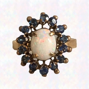 Signature Form Vintage Opal Spinel Engagement Ring. 18K Yellow Gold. October Birthstone. 14th Anniversary.