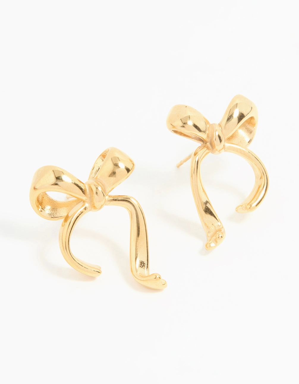 Waterproof Gold Plated Stainless Steel Bow Stud Earrings Timeless elegance Natural Touch