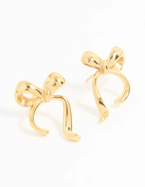 Waterproof Gold Plated Stainless Steel Bow Stud Earrings Timeless elegance Natural Touch