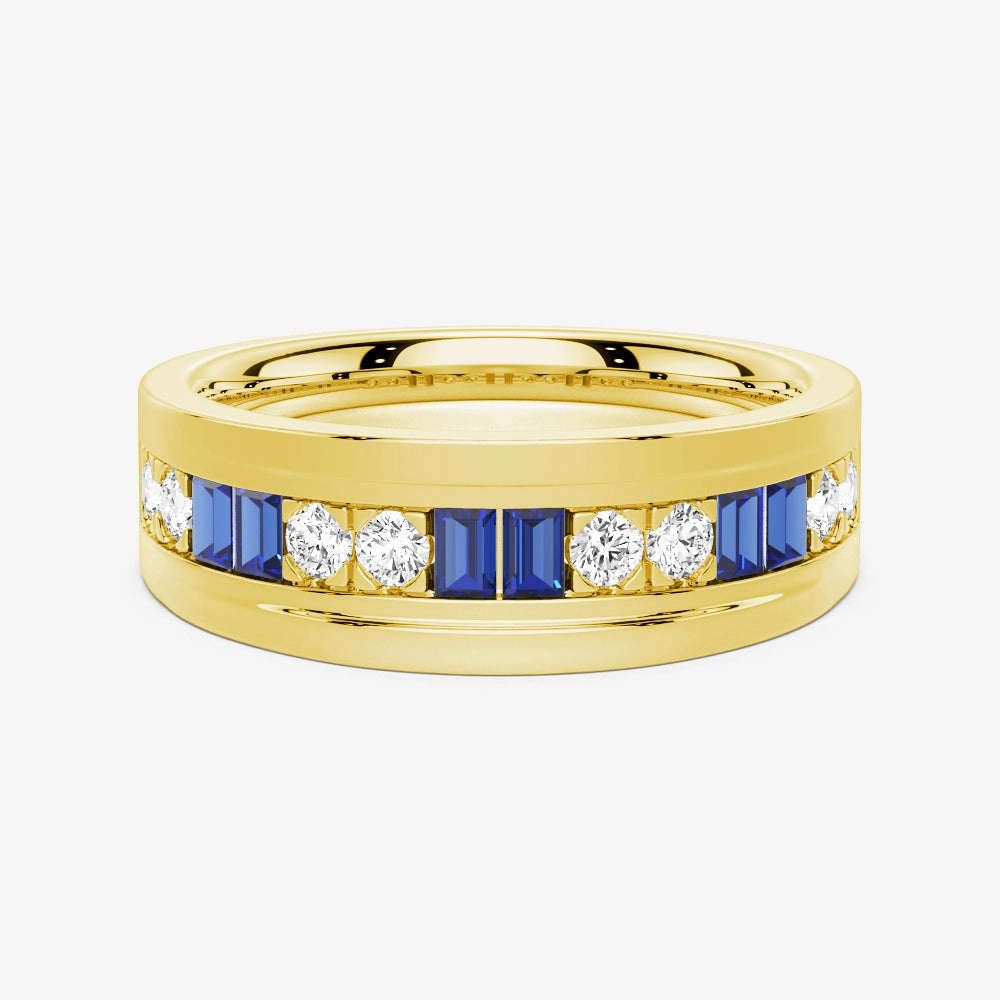 night look 7.5mm Sapphire And Moissanite Men's Wedding Band