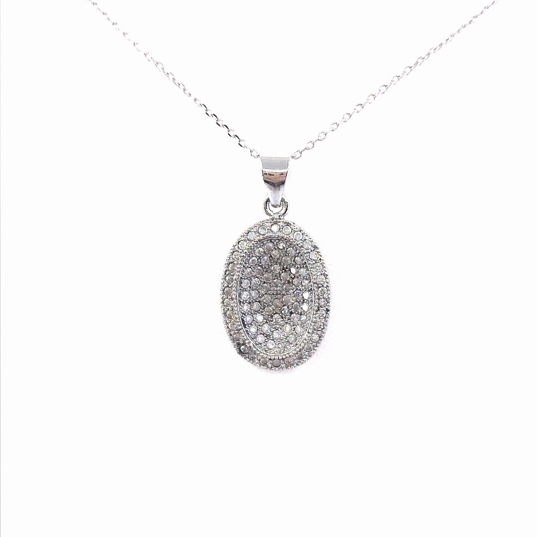 Sterling Silver Oval Pendant Necklace Sophisticated Style