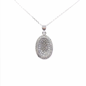 Sterling Silver Oval Pendant Necklace Sophisticated Style