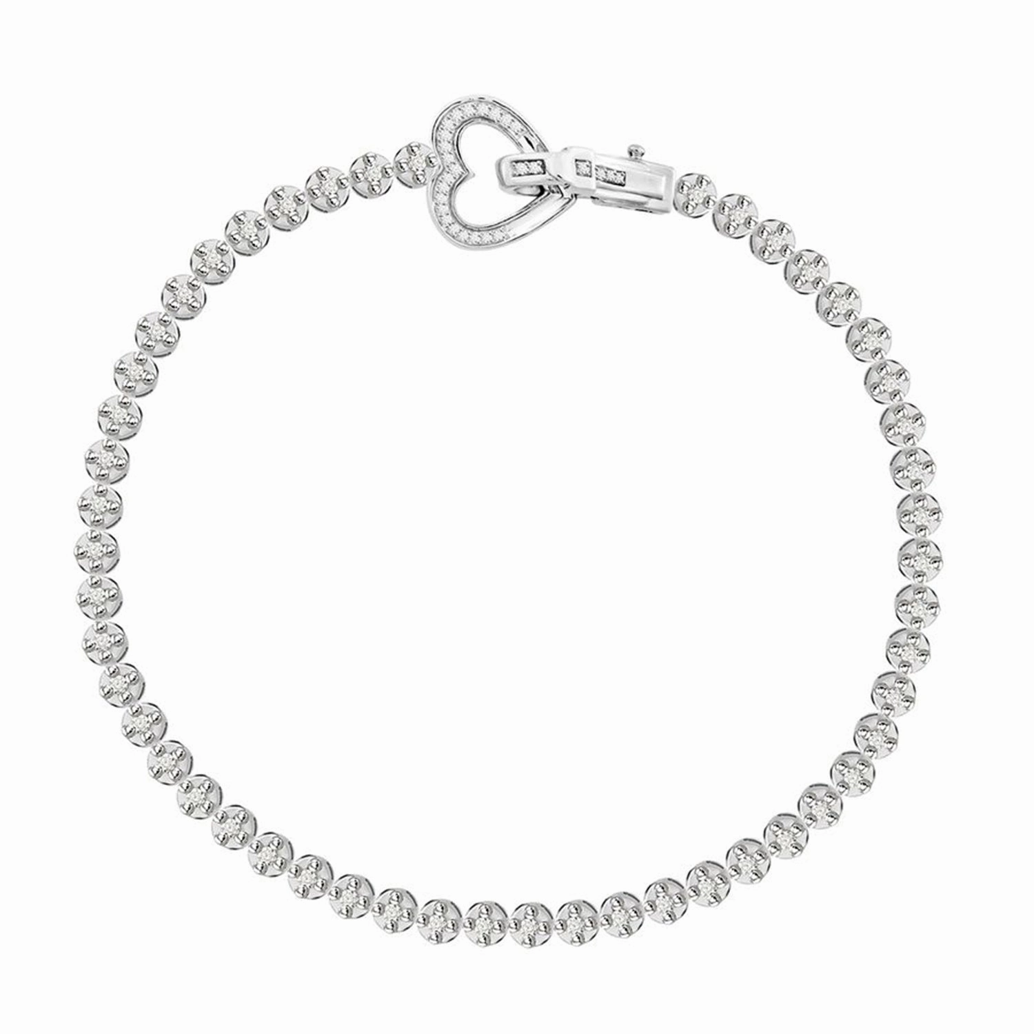 LADIES BRACELET 0.55CT ROUND DIAMOND STERLING SILVER WHITE Brilliant Shine