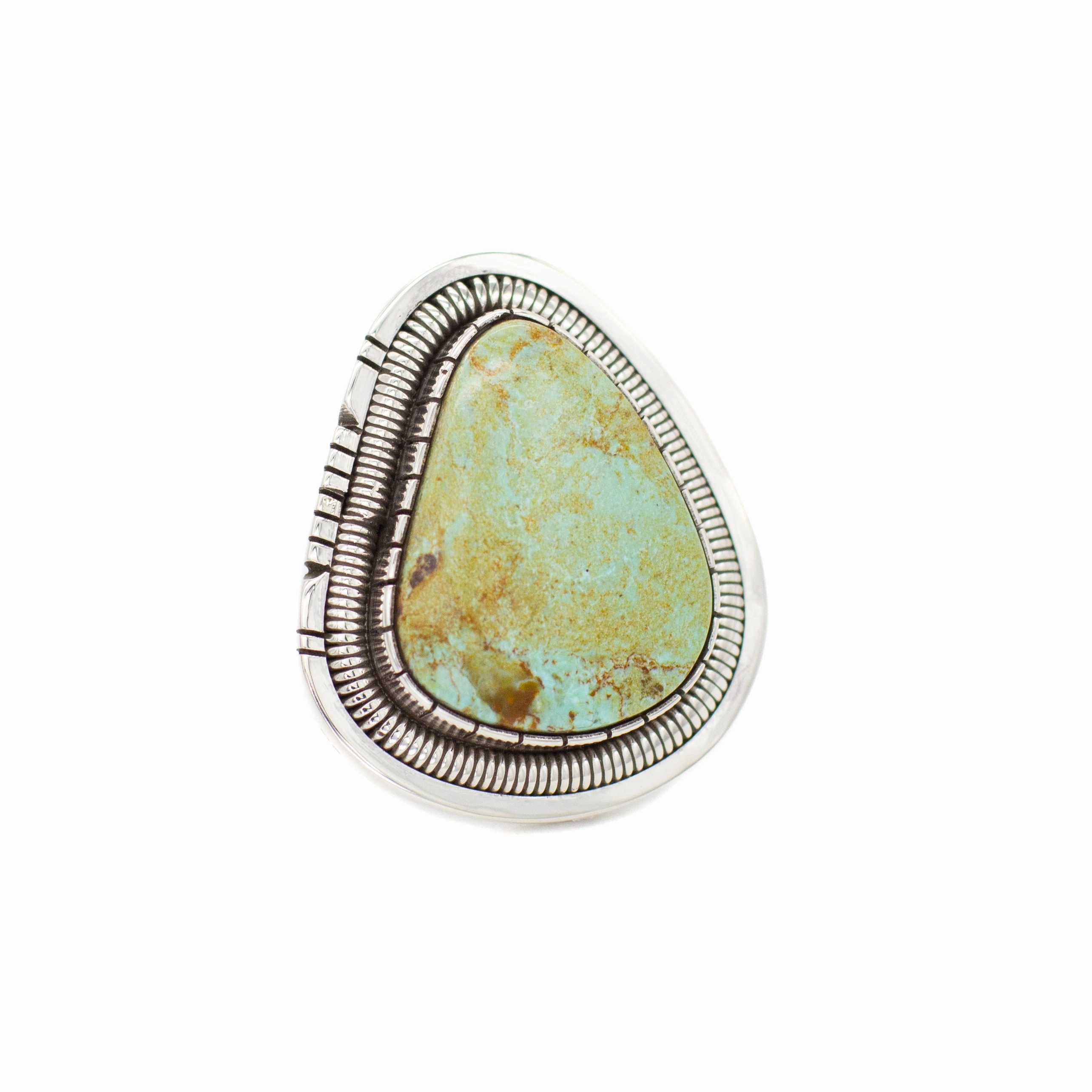 Timeless Impression Vibrant Form Walter Vandaver Navajo Handmade Sterling Silver Turquoise Ring