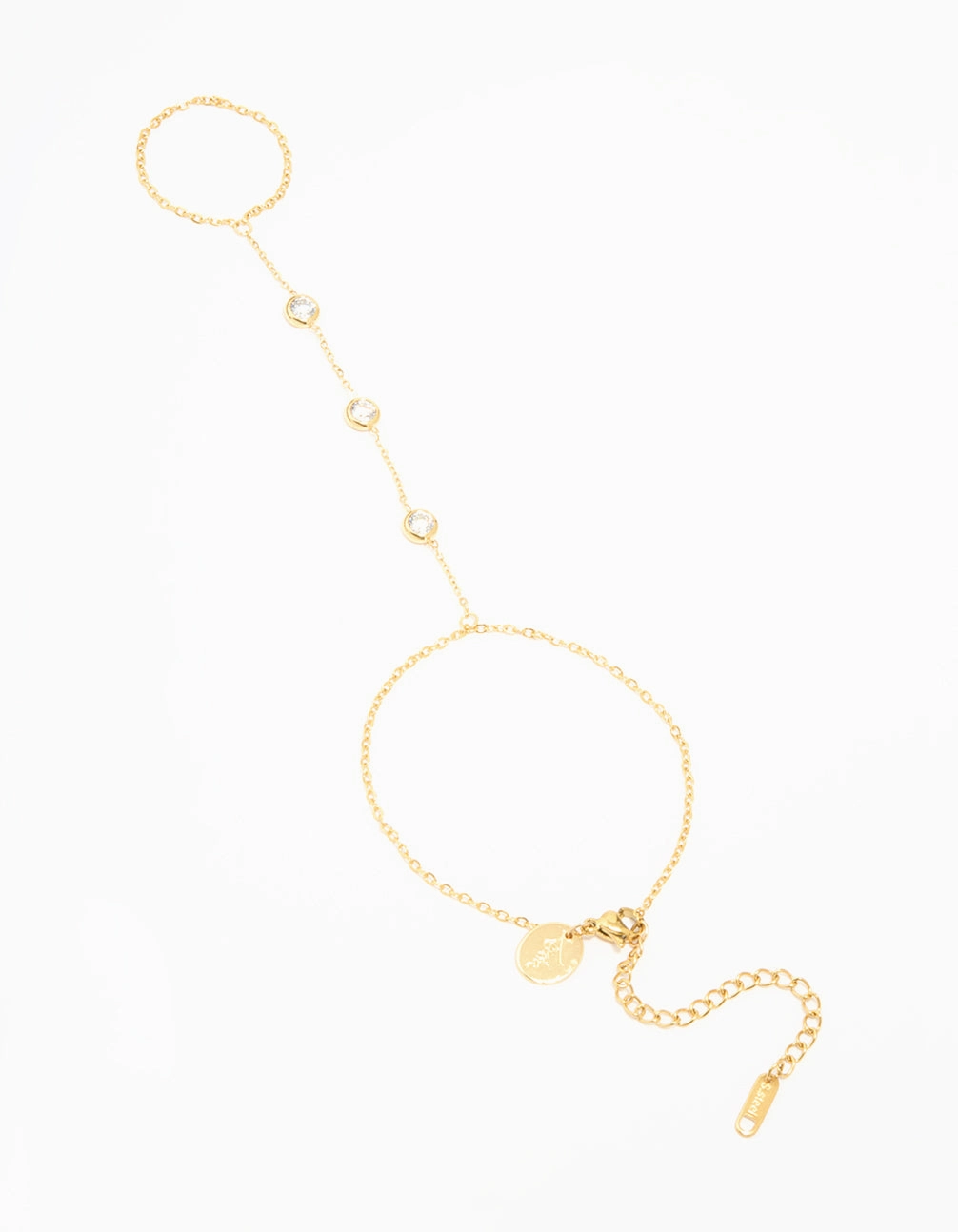 Waterproof Gold Plated Stainless Steel Diamante Bezel Hand Chain Celestial Fashion