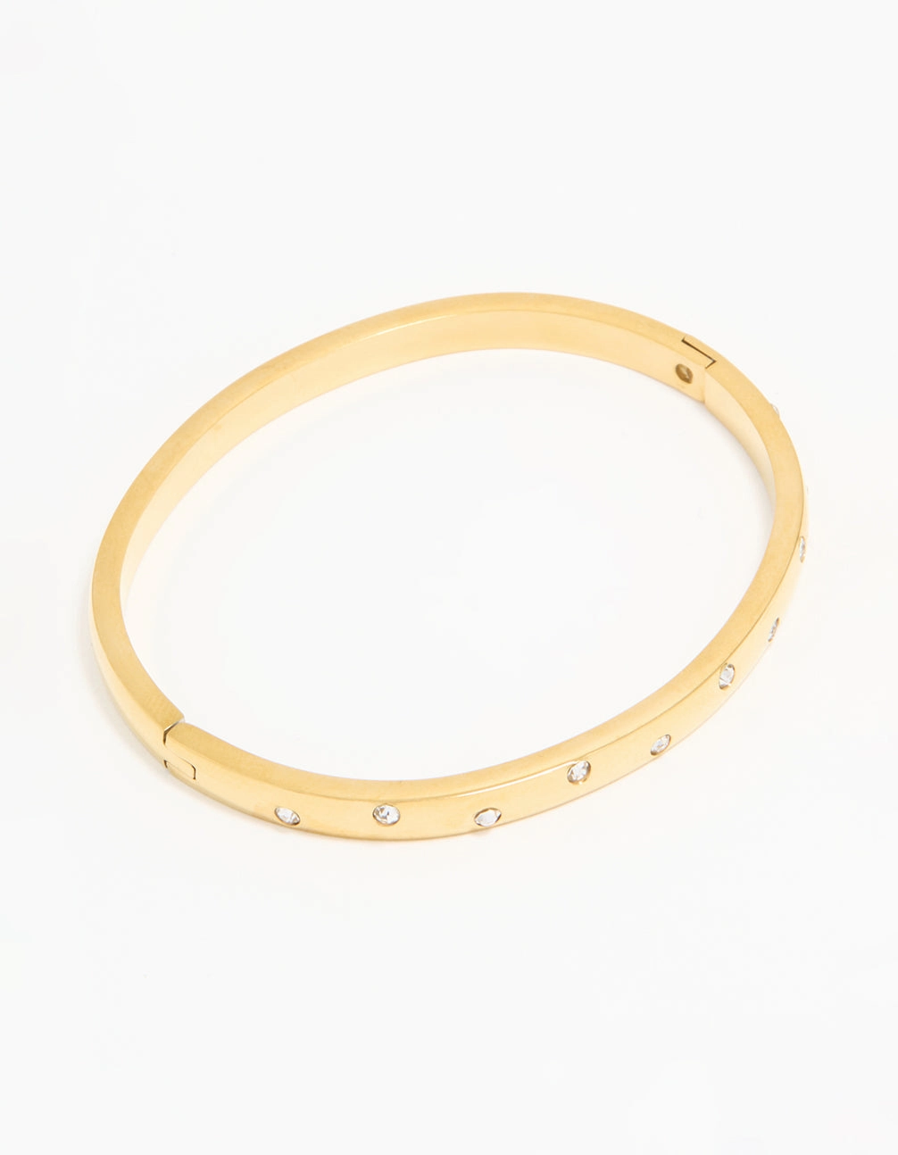 Vibrant Colors Waterproof Gold Plated Stainless Steel Diamante Smooth Hinged Bracelet