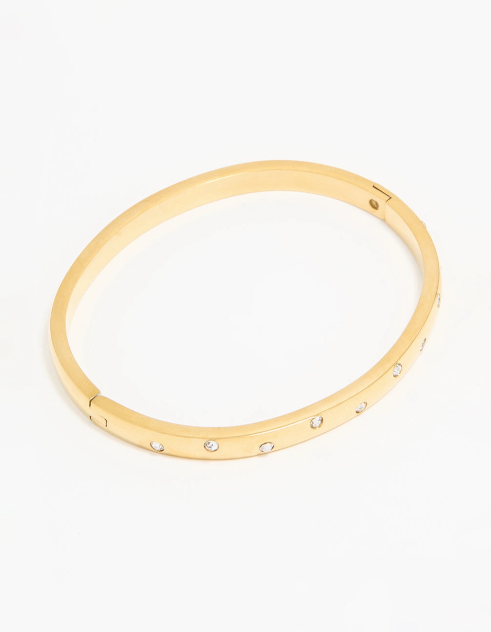 Waterproof Gold Plated Stainless Steel Diamante Smooth Hinged Bracelet Admirable Combinations Gift-Wrapped